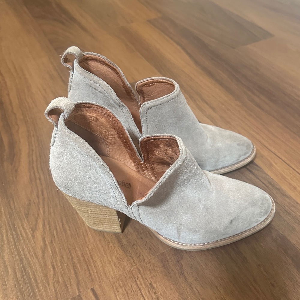 Jeffrey Campbell Light Gray Suede Heeled Boots